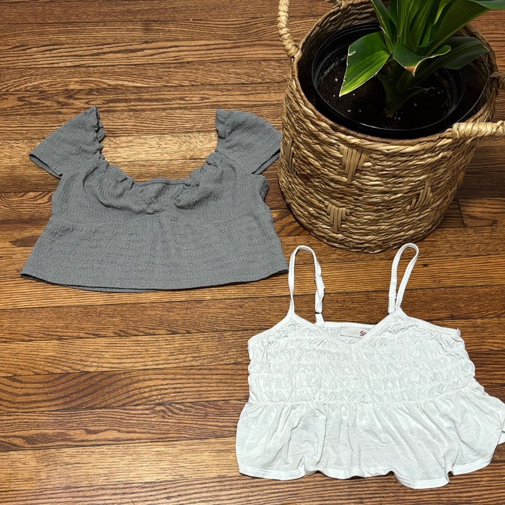Textured Top with Cap Sleeves & White Supersoft Tank